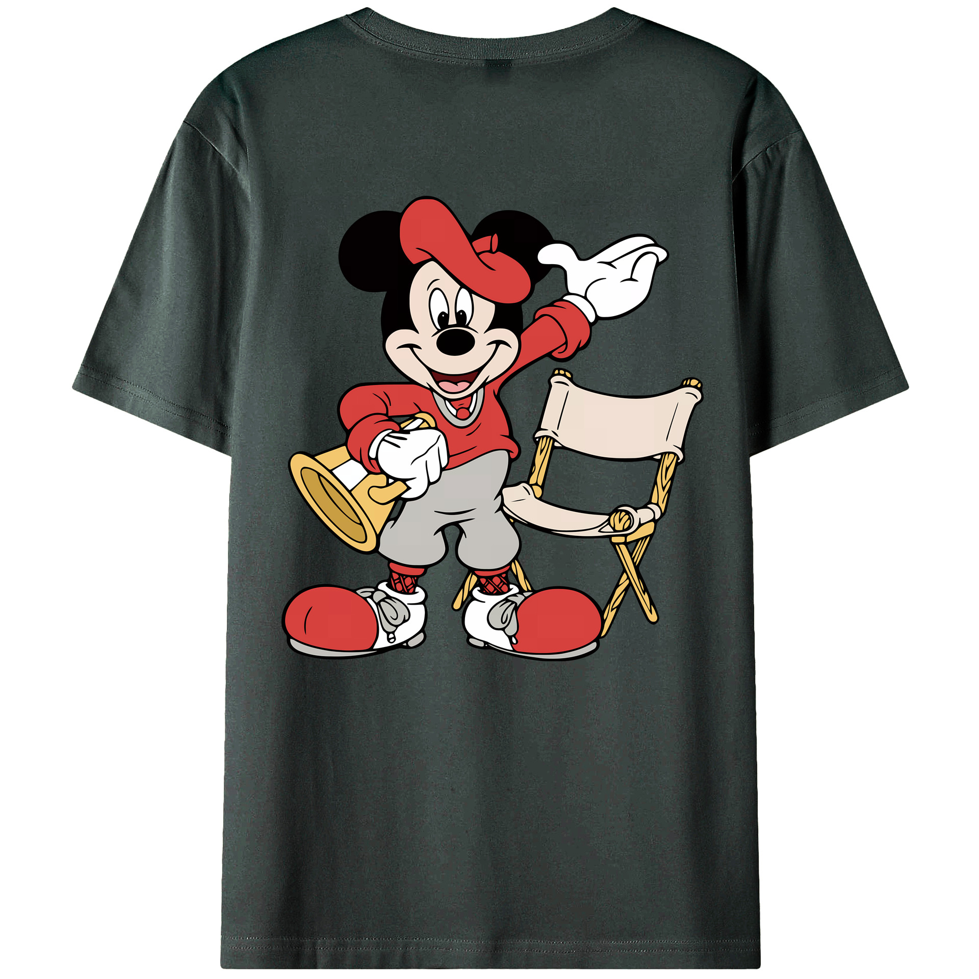 （画像用） ミッキーマウス Mickey Mouse 綿100％ メンズ半袖Tシャツ（バックプリント） 通気性